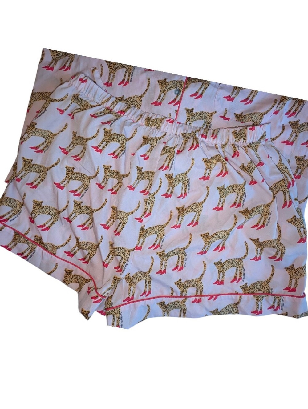 Bouffants & Broken Hearts Quirky Fun High-Heeled Cheetah Print Pajama Set Pink L - Picture 8 of 10